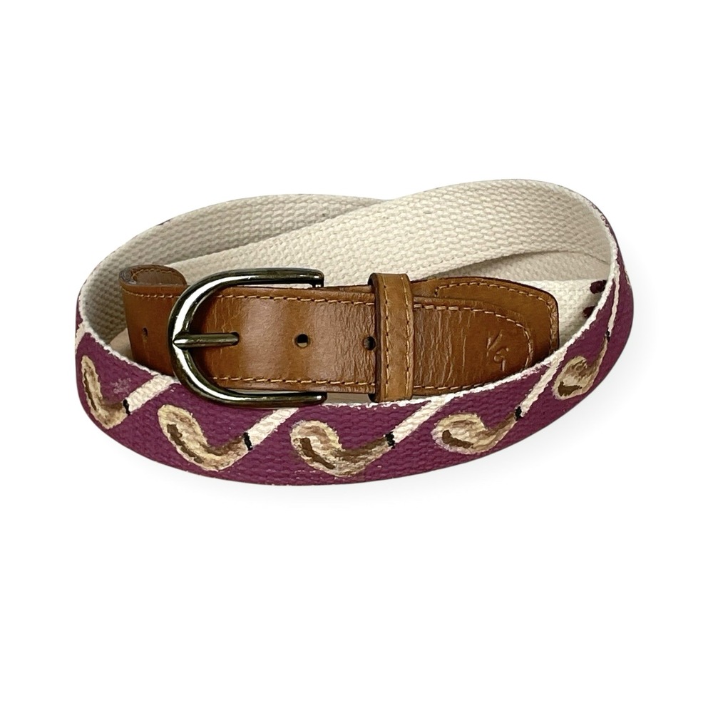 Hand Painted Golf Club Belt Mens 40 Leather Strap Dad Artisan Unique Whimsical